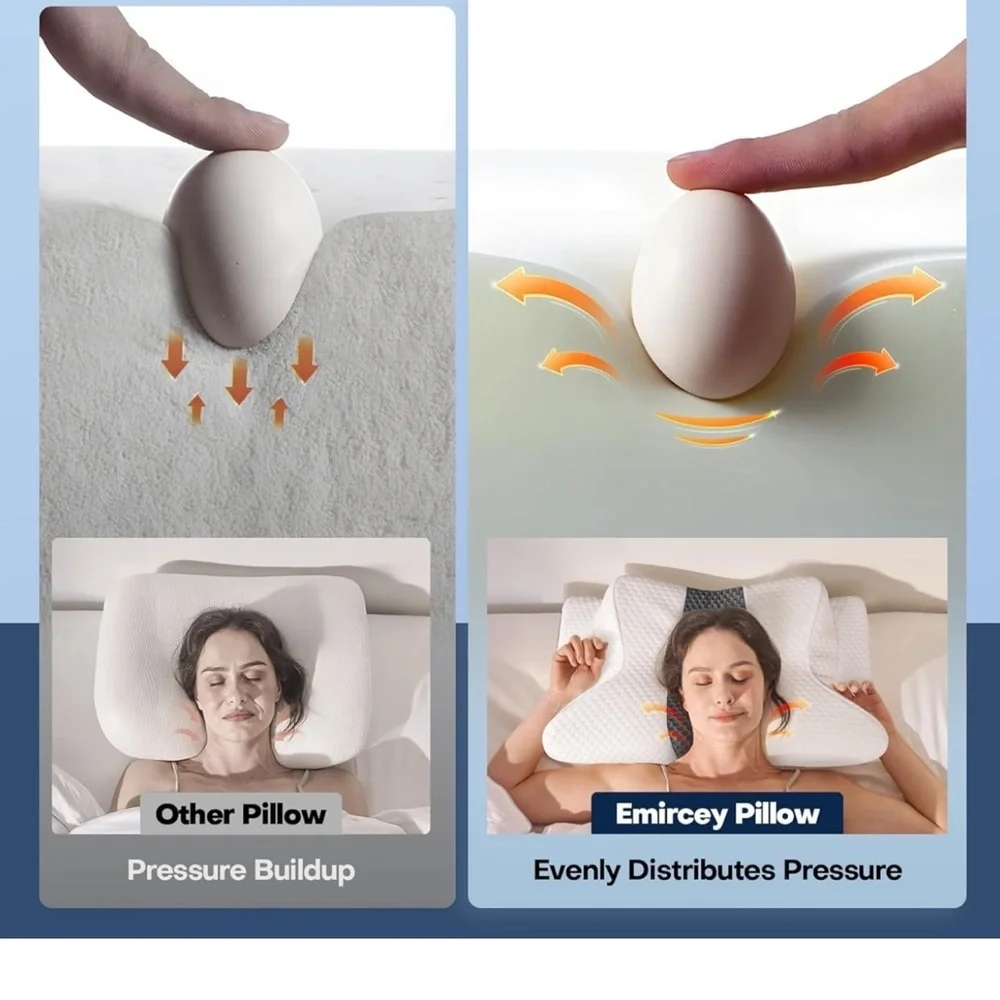 Contoured White and Gray Pillow for Customized Support